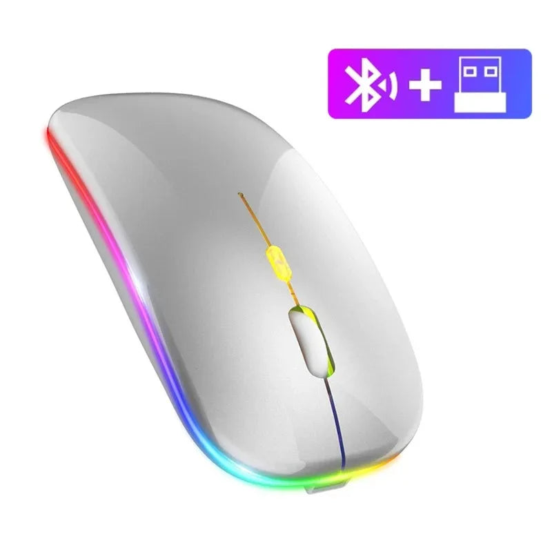 Dual Mode 2.4G Wireless Mouse Bluetooth Mouse RGB Backlit Gaming Mouse Rechargeable Mouse Ergonomic Mice for PC Laptop Tablet Pi-Mart