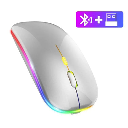 Dual Mode 2.4G Wireless Mouse Bluetooth Mouse RGB Backlit Gaming Mouse Rechargeable Mouse Ergonomic Mice for PC Laptop Tablet Pi-Mart