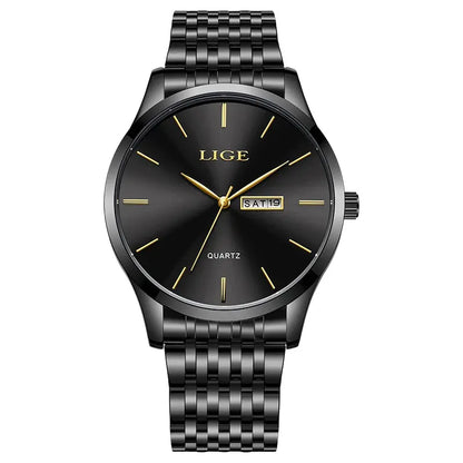 2025 LIGE Men Business Watches Top Brand Luxury Man Wristwatch Waterproof Luminous Date Week Quartz Men's Watch High Quality+Box NovaCart