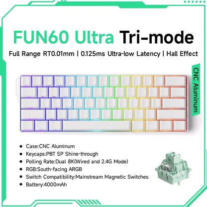 Akko MonsGeek FUN60 Mechanical Keyboard Magnetic Switch 60% Gaming Keyboards Rapid Trigger 0.01mm 8K ARGB HE/TMR Custom Keyboard Pi-Mart