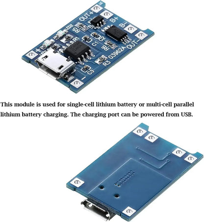 10pcs 5V 1A 18650 Lithium Battery Charging Board TP4056 Lithium Charging Mini/Micro USB Type C Charge Module With Protect Pi-Mart