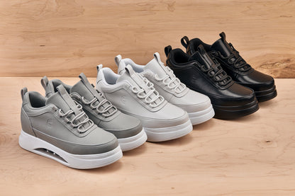 CALTO - S4925 - 3.2 Inches Taller (Onyx/Black Sole) - Chunky Elevated Platform Sneakers Tallmenshoes.com