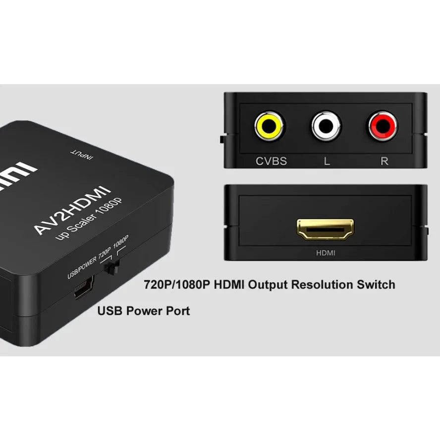 RCA To HDMI Converter with USB Cable 1080P AV To HDMI Adapter AV2HDMI AV/CVSB To HDMI-compatible AV To HDMI Switch HD-MI Adapter Pi-Mart