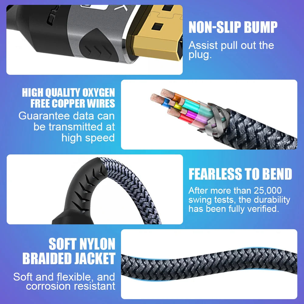 8K HDMI Cable 2.1 48Gbps  High Speed HDMI Braided Cord-4K@120Hz 8K@60Hz, DTS:X, HDCP 2.2 & 2.3, HDR 10 for Compatible Laptop/PS5 Pi-Mart