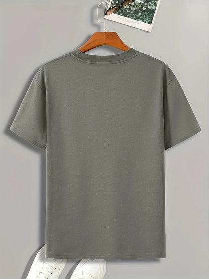 Men's summer 100% pure cotton fashionable casual sports loose trend balance letter print round neck short sleeved T-shirt top NovaCart