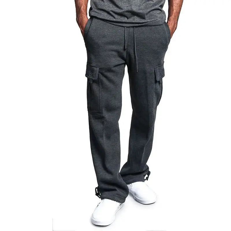 Mens Sweatpants Straight Fit Joggers for Sports and Streetwear Loose Oversized Drawstring Long Pants Men Multi-pocket Pants NovaCart
