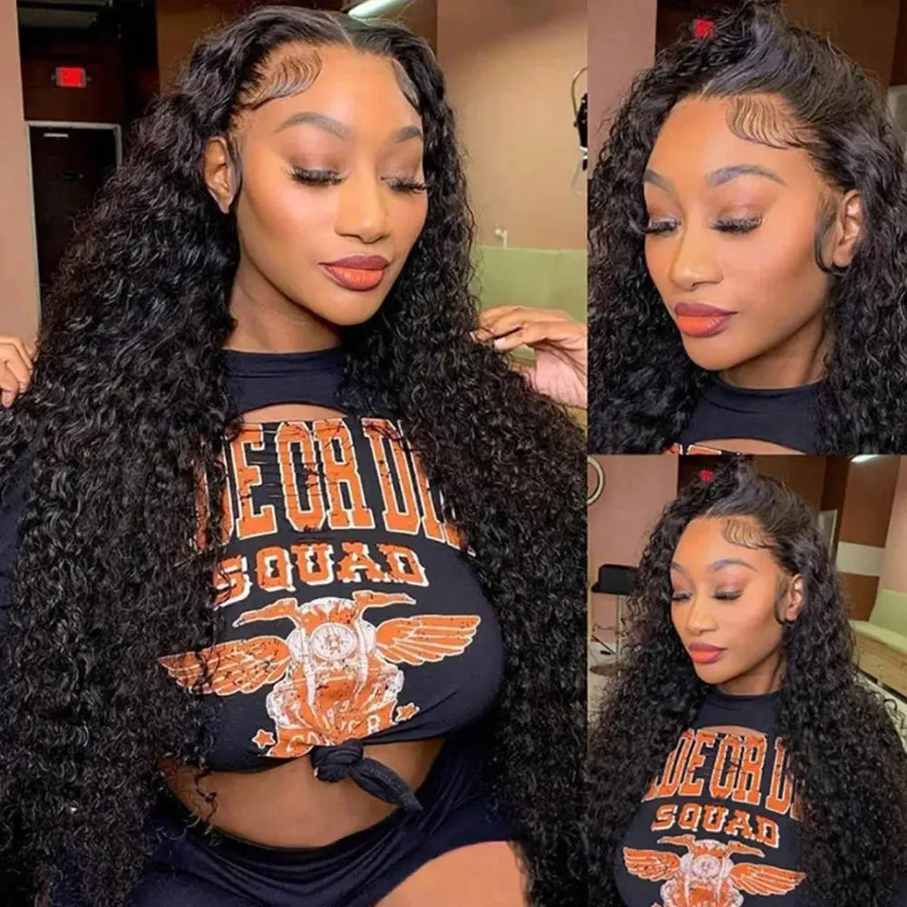 13x6 Glueless 250 Density Brazilian Deep Wave Curly HD Lace Frontal 100% Human Hair Wig For Women Preplucked Best Hair Water Wig NovaCart