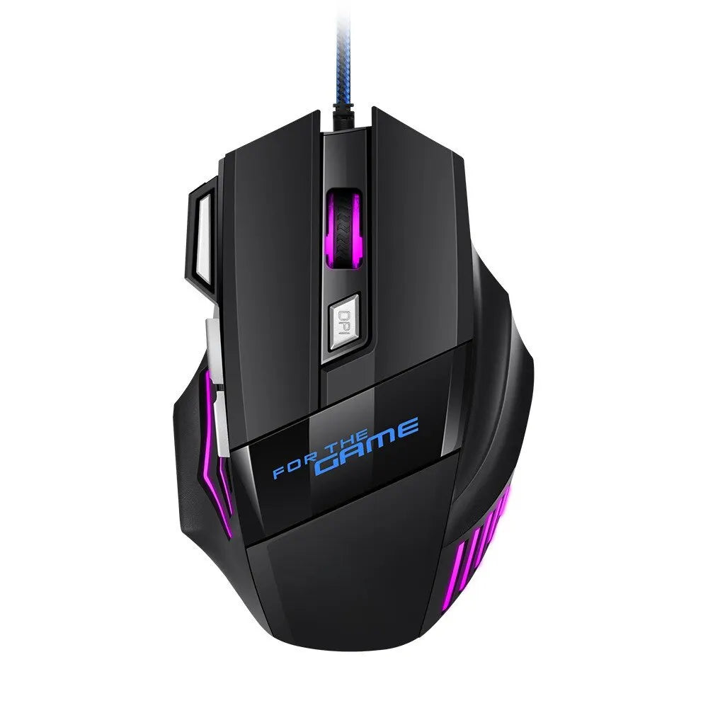 1 PC New Hyperspeed USB Gaming Mouse RGB Backlit Ergonomic Game Mice 7D Esports Wired Mouse for Laptop PC Gamer Pi-Mart
