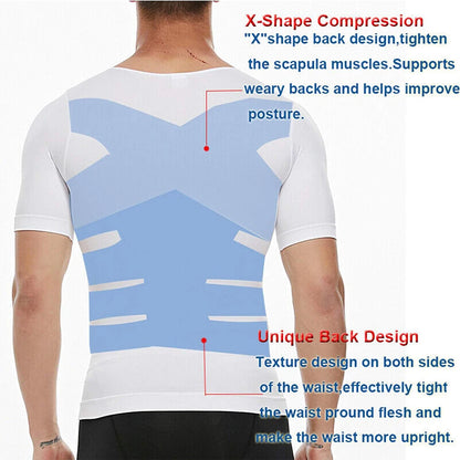 2PCS Men's Body Shaper Slimming Vest T-Shirt Elastic Slim Shapewear Compression Undershirts Tummy Control Waist Trainer Tank Top NovaCart