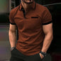 Spring Summer Men Clothes Short Sleeve Turn-down Collar Polo Shirt Fake Pocket Print Business Casual Polo Shirt Resilient Tops NovaCart