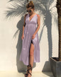 LIVA2018 Summer Deep V-Neck Backless Maxi Dress