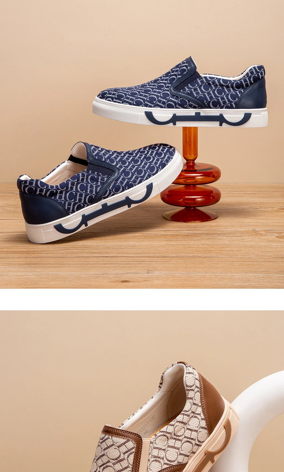 Shoes For Man Loafers Breathable cloth upperLeather elasticized adjustable mouthCH lettersLuxury brand men's shoes NovaCart