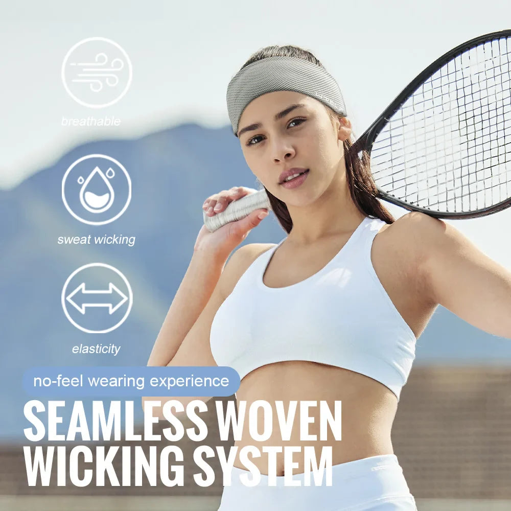 Summer Sport Headband Breathable Fitness Sweatband Non Slip Elastic Tennis Headband Sweat Wicking Lightweight Running Hairband Pi-Mart