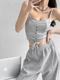 Y2k Tunic Tops Women Design Cross Bandage Camis Chic Slim Sleeveless Crop Top Female