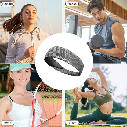 Summer Sport Headband Breathable Fitness Sweatband Non Slip Elastic Tennis Headband Sweat Wicking Lightweight Running Hairband Pi-Mart
