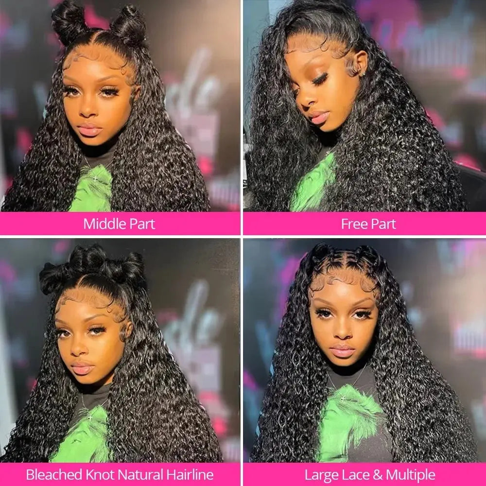 13x6 Glueless 250 Density Brazilian Deep Wave Curly HD Lace Frontal 100% Human Hair Wig For Women Preplucked Best Hair Water Wig NovaCart
