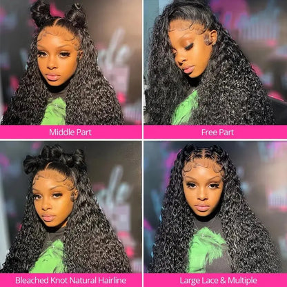 13x6 Glueless 250 Density Brazilian Deep Wave Curly HD Lace Frontal 100% Human Hair Wig For Women Preplucked Best Hair Water Wig NovaCart