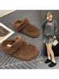 🩴 Winter Cotton Drag Outside Flat Fluffy Slippers FitiqueFit