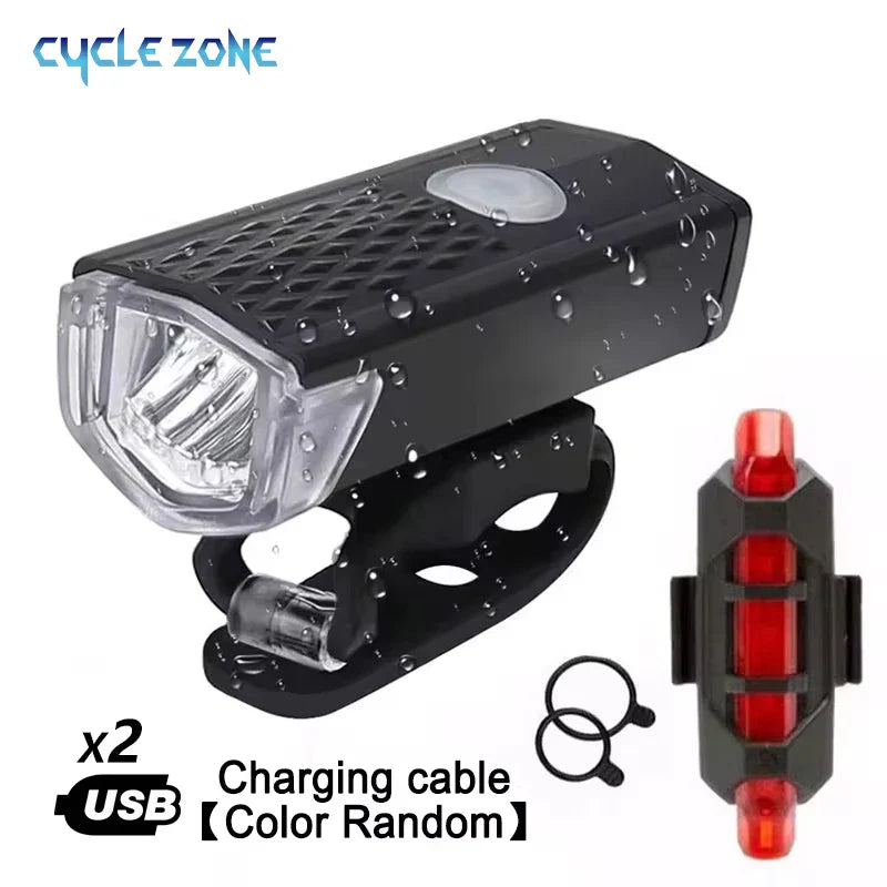Bike Light Set Front Light with Taillight USB Rechargeable Easy to Install 3 Modes Bicycle Accessories for the Bicycle Road MTB Pi-Mart
