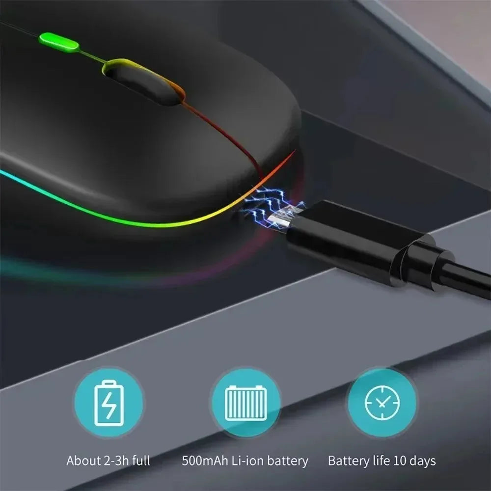 Dual Mode 2.4G Wireless Mouse Bluetooth Mouse RGB Backlit Gaming Mouse Rechargeable Mouse Ergonomic Mice for PC Laptop Tablet Pi-Mart