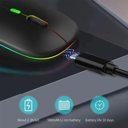 Dual Mode 2.4G Wireless Mouse Bluetooth Mouse RGB Backlit Gaming Mouse Rechargeable Mouse Ergonomic Mice for PC Laptop Tablet Pi-Mart