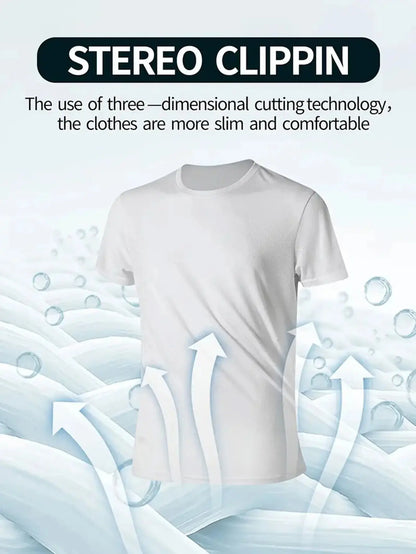 Round Neck T-Shirt 4-Pack White Ultra-Light Men's Quick Drying Breathable Sweat-Absorbent Shirt Suitable for Fitness Gym and Run NovaCart