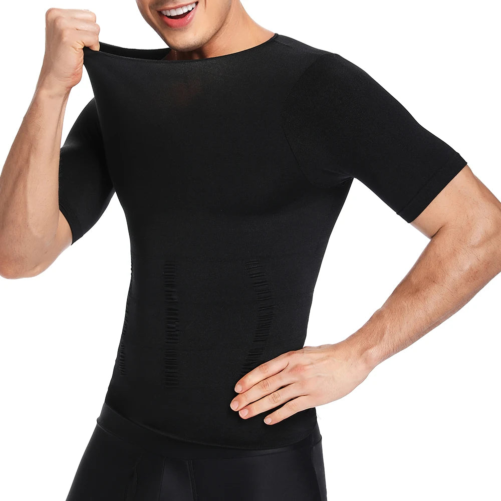 2PCS Men's Body Shaper Slimming Vest T-Shirt Elastic Slim Shapewear Compression Undershirts Tummy Control Waist Trainer Tank Top NovaCart