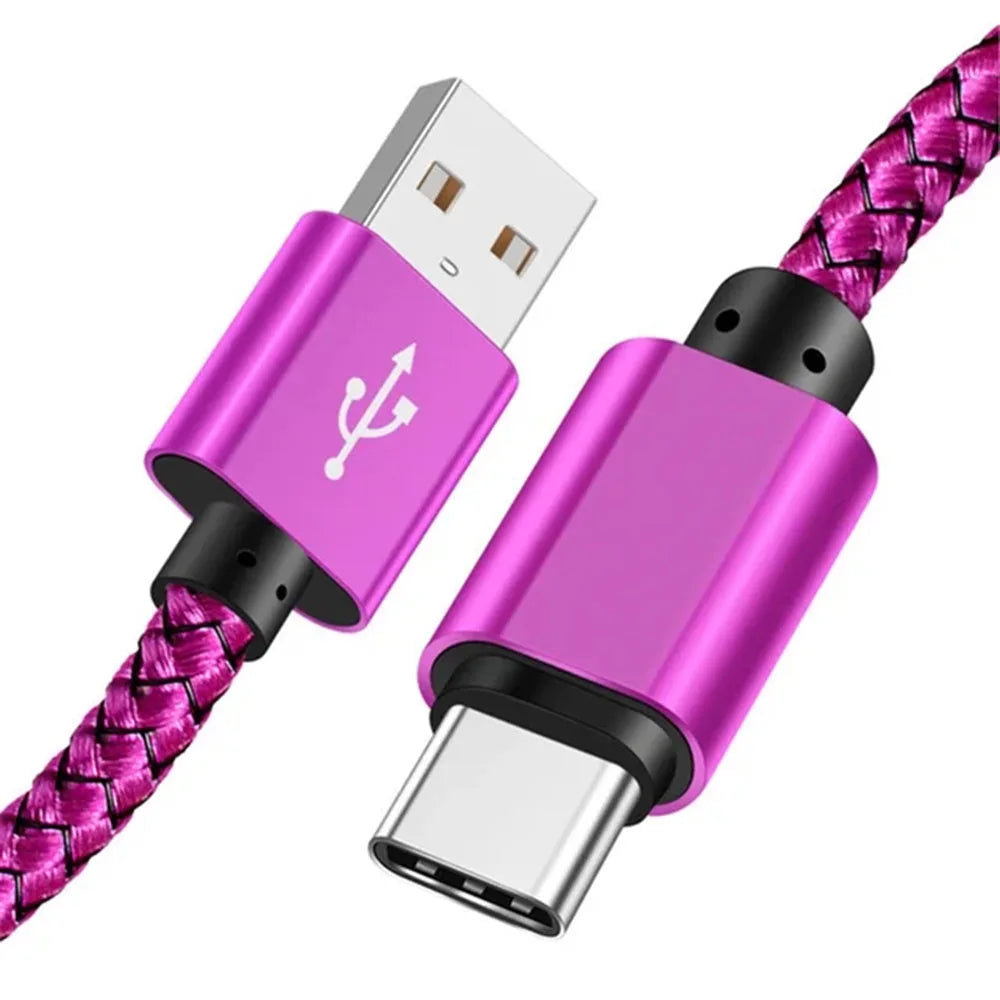 Nylon Data Cable Fast Charger USB A to Type C Charging Cable For Huawei Samsung   Android phone TypeC Charging Device 1M 2M 3M Pi-Mart