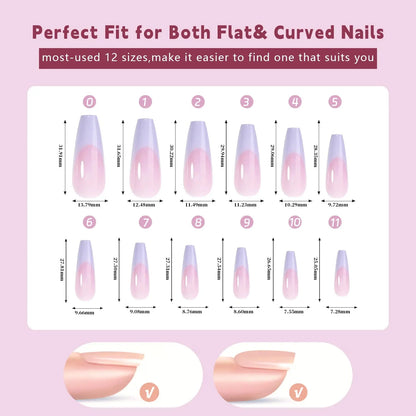 288PC False Nails Tips Coffin Almond Colorful French Acrylic Press On Nails Pre-Design Gel Nails Art Capsule For Girls Women NovaCart