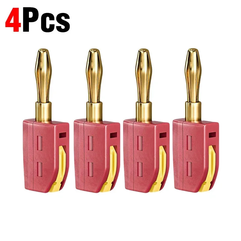 1-6PCS Portable 32A 4mm Banana Plug Solderless Quick Connect High Current Gold-Plated Connectors Audio Copper Speakers Amplifier Pi-Mart