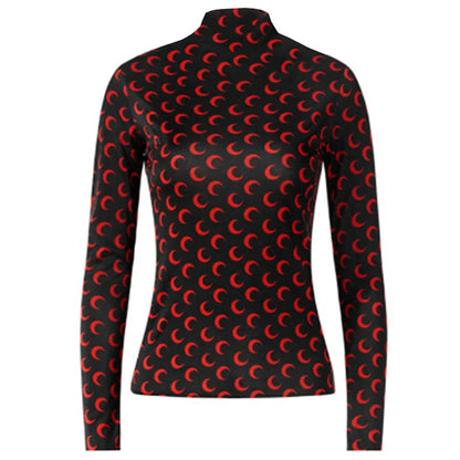 Woman Clothes Korean Moon Print Long Sleeve T-Shirt Fashion Casual Layered Sun Protection Top Ice Silk Basic Tee Spring Autumn NovaCart