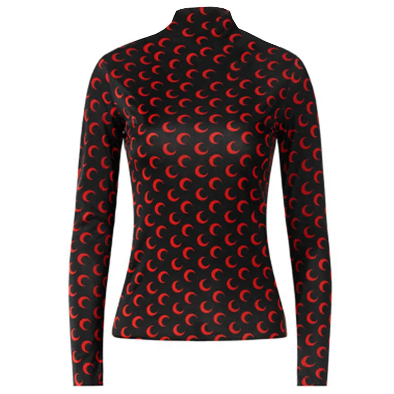 Woman Clothes Korean Moon Print Long Sleeve T-Shirt Fashion Casual Layered Sun Protection Top Ice Silk Basic Tee Spring Autumn NovaCart
