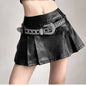 Hip-hop Pleated PU Leather Pleated Skirt