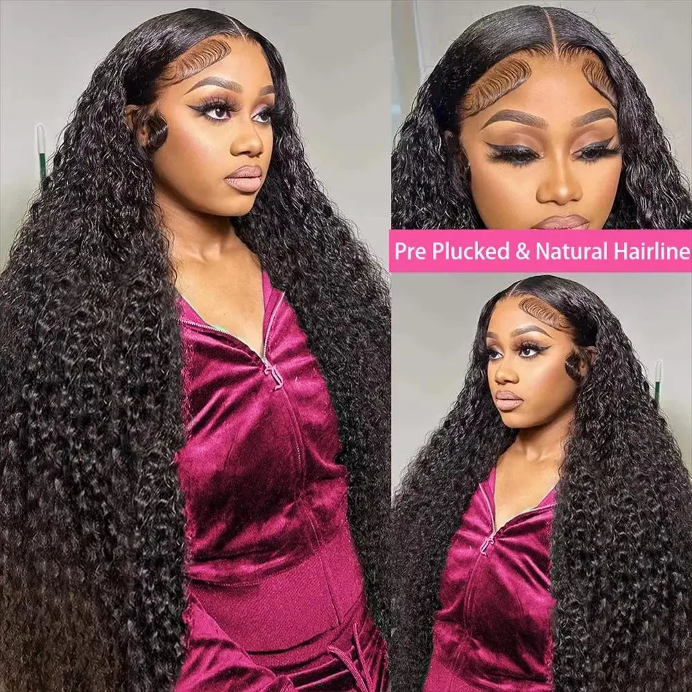 13x6 Glueless 250 Density Brazilian Deep Wave Curly HD Lace Frontal 100% Human Hair Wig For Women Preplucked Best Hair Water Wig NovaCart