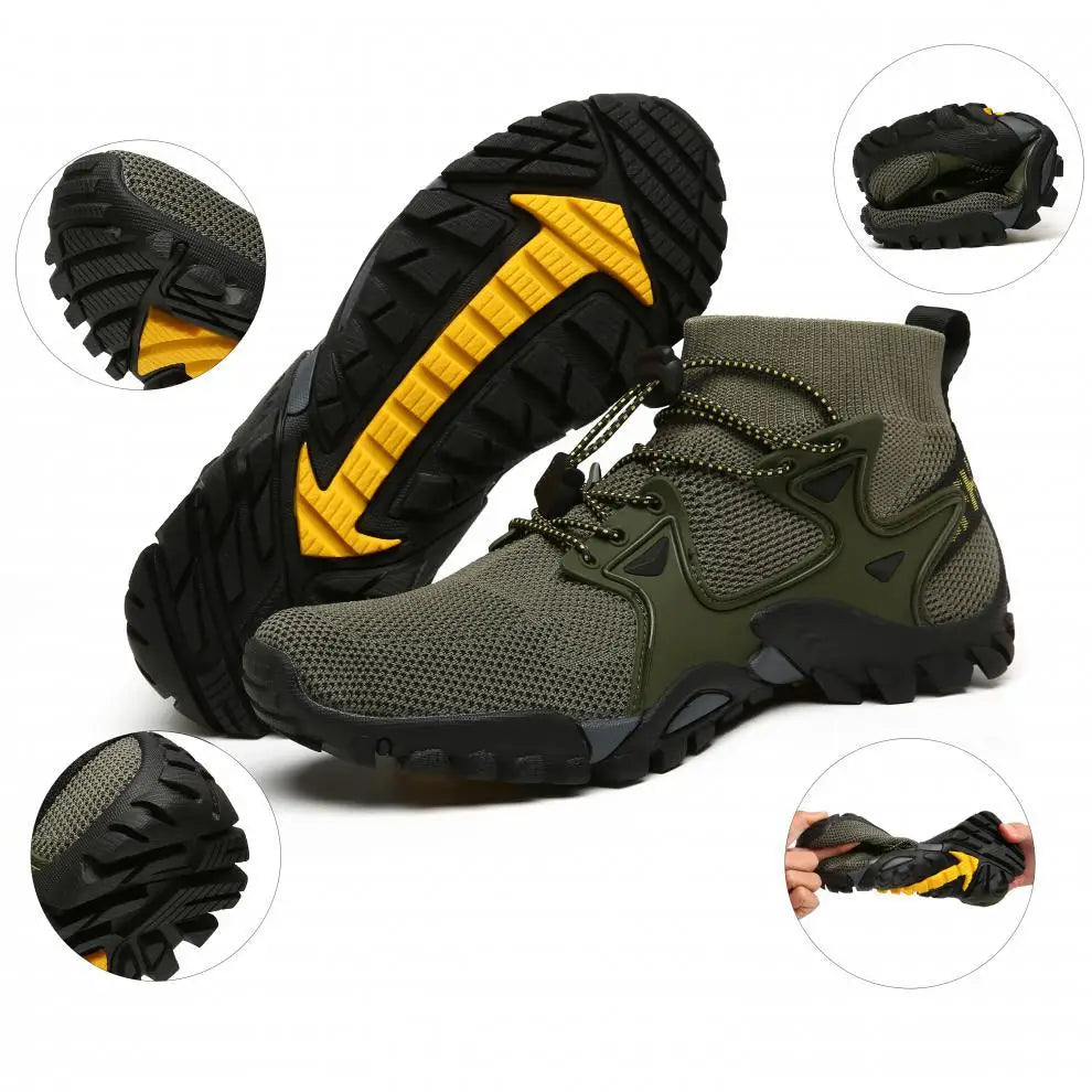 Shoes for Men Walking  2023 Summer New High Top Boots Breathable Mesh Mountaineering Outdoor Comfortable Leisure Travel Sneakers NovaCart