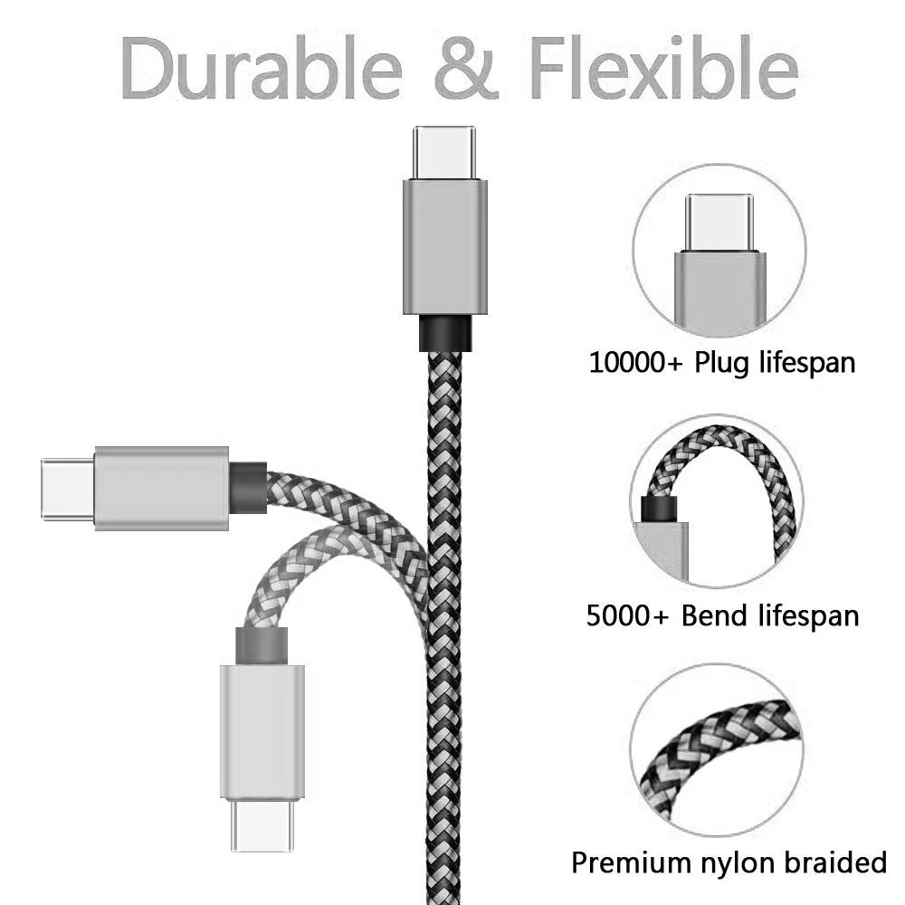 USB Type C Cable Date Sync 2.4A Fast 1M 2M 3M Charging Nylon Braided Wire Charger Cable For Samsung Huawei Android Mobile Phone Pi-Mart