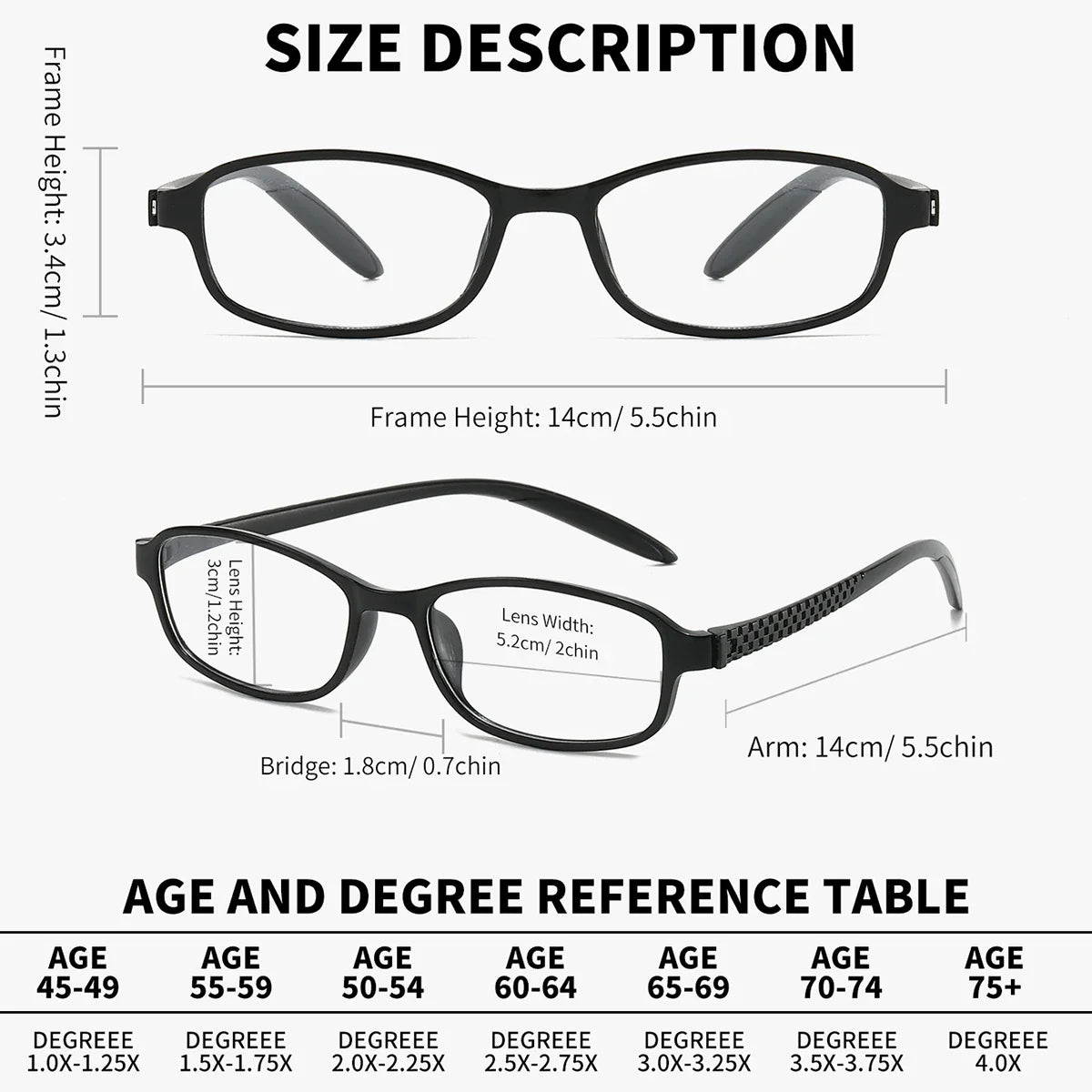 BARCUR Original Classic Presbyopia Glasses for Men and Women High-Quality Plastic Frame with Hinge Splicing Pattern and Mirror Legs Transparent AC Lenses for Reading Stevvex