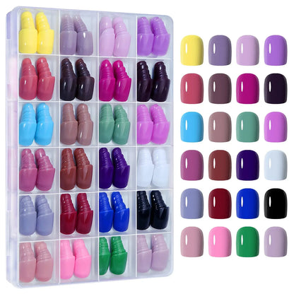 288PC False Nails Tips Coffin Almond Colorful French Acrylic Press On Nails Pre-Design Gel Nails Art Capsule For Girls Women NovaCart
