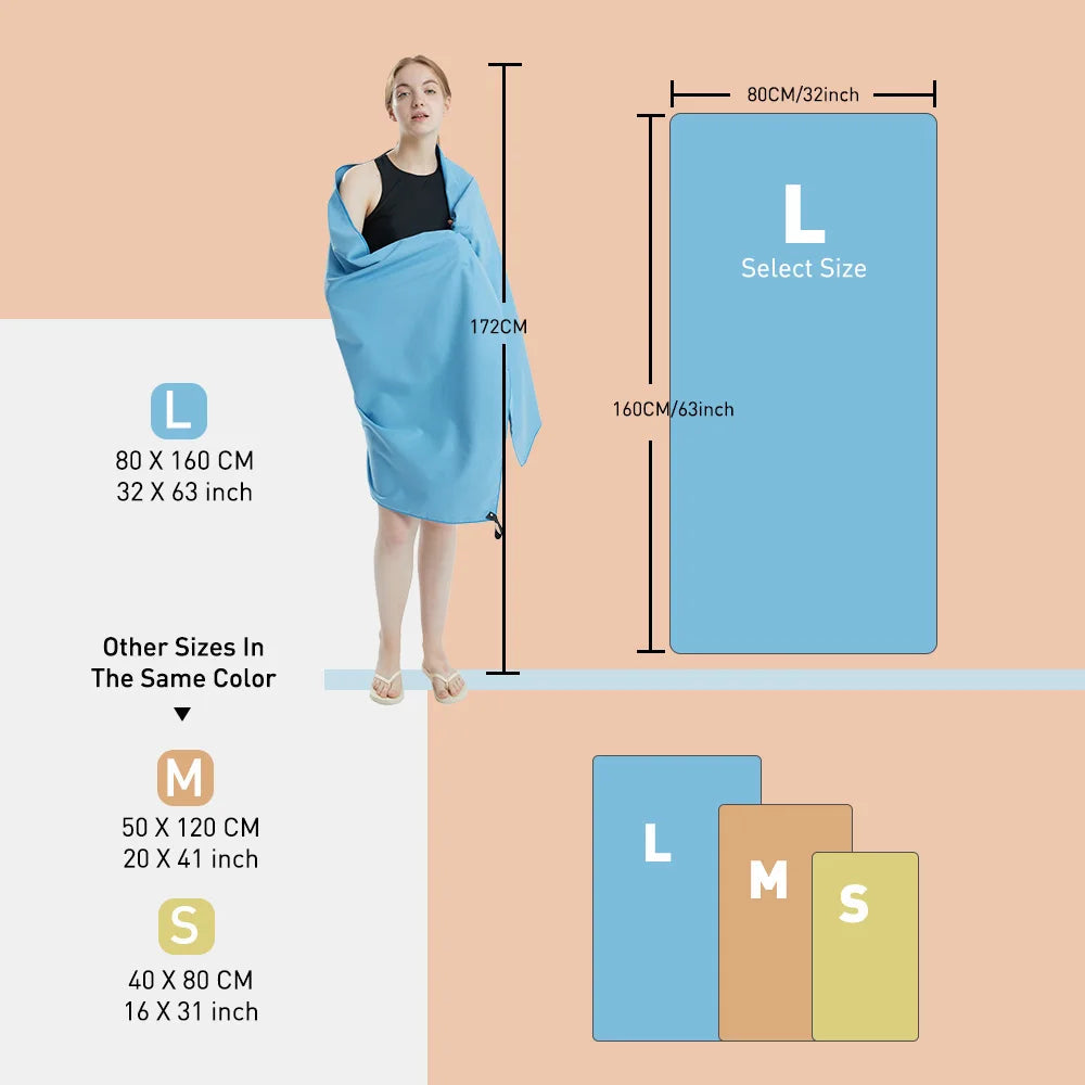 Microfiber Towel Quick Dry Towel Travel Towel Sports Towel Beach Towel Sandproof Soft Light Towel For Swim, Yoga, Gym Pi-Mart
