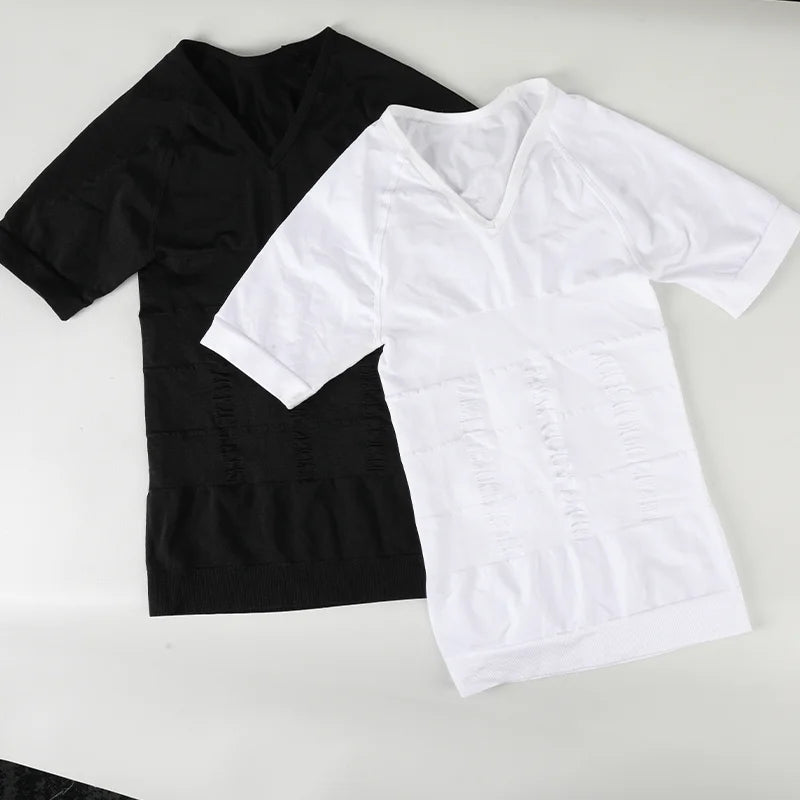 Men's Body Shaper Slimming Shirt Tummy Control Vest Compression Base Layer Slim Muscle Short Sleeve Shapewear NovaCart