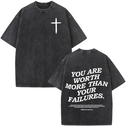 Christian Jesus Faith Over Fear Bible Verse Washed T-shirts Men Women Fashion Vintage Oversized T Shirts Harajuku Cotton T-shirt NovaCart