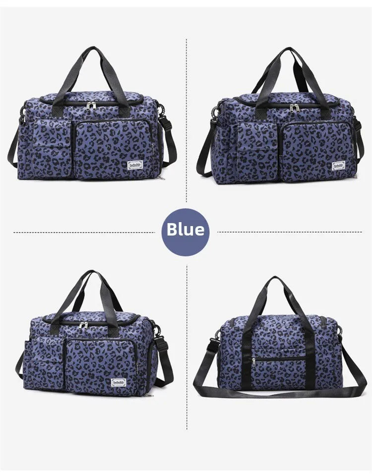 Classic Leopard Print Large Capacity Leisure Luggage Bag with Multiple Pockets and Shoe Compartment Sports Fitness Travel Bag NovaCart