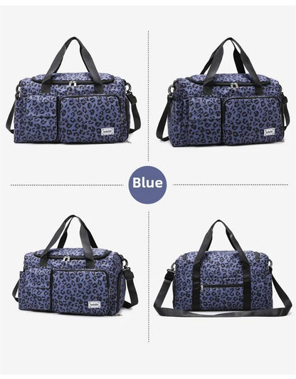 Classic Leopard Print Large Capacity Leisure Luggage Bag with Multiple Pockets and Shoe Compartment Sports Fitness Travel Bag NovaCart