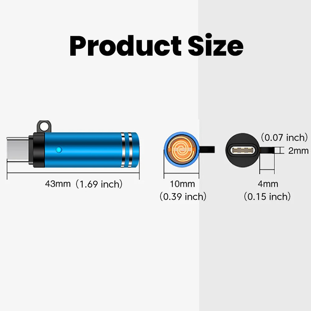 Mini Type C Mobile Phone Cigarette Lighter Air Blowing Cigarette Lighter Outdoor Safety USB C Lighter Adapter For iPhone 17 Pro Pi-Mart