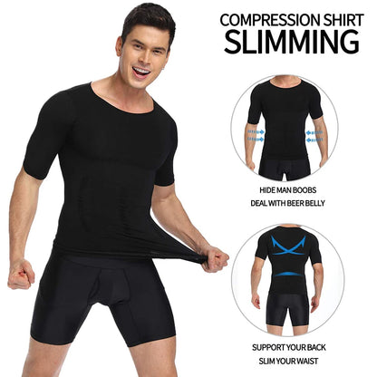 Mens Compression Shirt Undershirt Slimming Tank Top Workout Vest Abs Abdomen Slim Body Shaper NovaCart