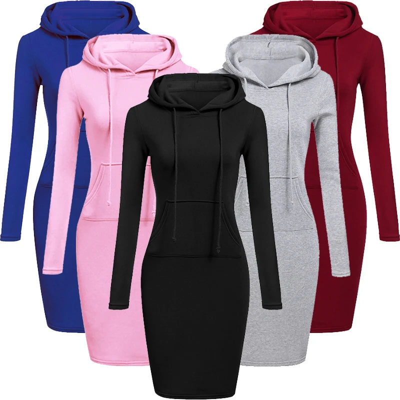 Ladies Dress Autumn Women Hooded Dresses Hoodies Women Sweatshirts Women Hoodies Dress Tops Ladies Clothing NovaCart
