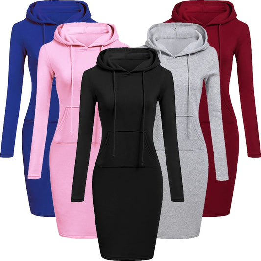 Ladies Dress Autumn Women Hooded Dresses Hoodies Women Sweatshirts Women Hoodies Dress Tops Ladies Clothing NovaCart