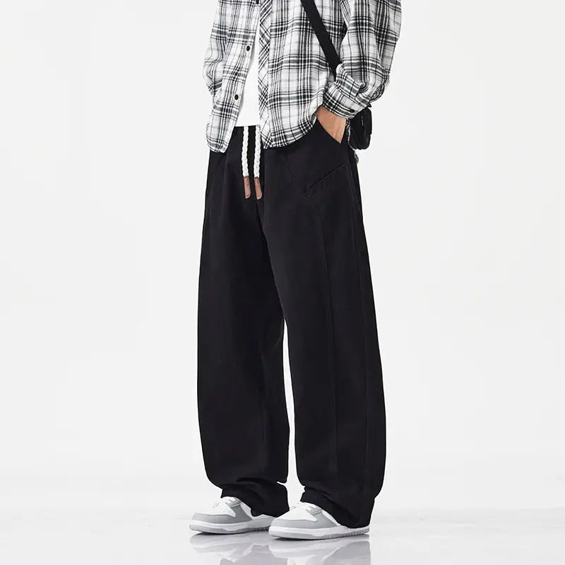 HIQOR High Quality 100% Cotton Work Pants Men Casual Straight Trousers Y2K Man Plus Size Cargo Pants Fashion Solid Workout Pants NovaCart