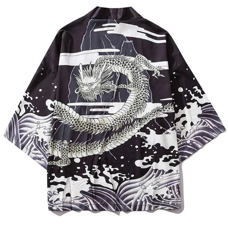 🐉 Summer Japanese Style Anime Dragon Print Haori Yukata FitiqueFit