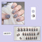 24Pcs/Box Charming Pink Flame Short Fake Nails press on Square Head Full Cover Detachable